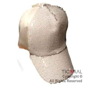 SOMBRERO GORRA TRUCKER LENTEJUELAS PREMIUM BLANCO Y PLATA CAP x 1